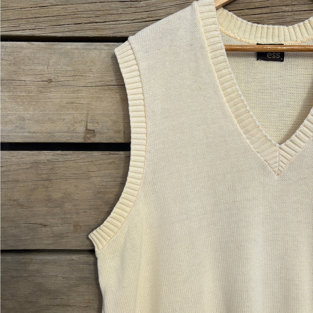 Vintage Susan Ed’s Preppy Ivory Knit Sweater Vest Sz Lg - Picture 3 of 12